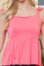 Knotted Straps Peplum Tank Top