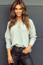 Hollow Out Buttoned Knit Cardigan