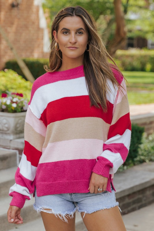 Mix Horizon Stripes Dolman Sleeve Sweater