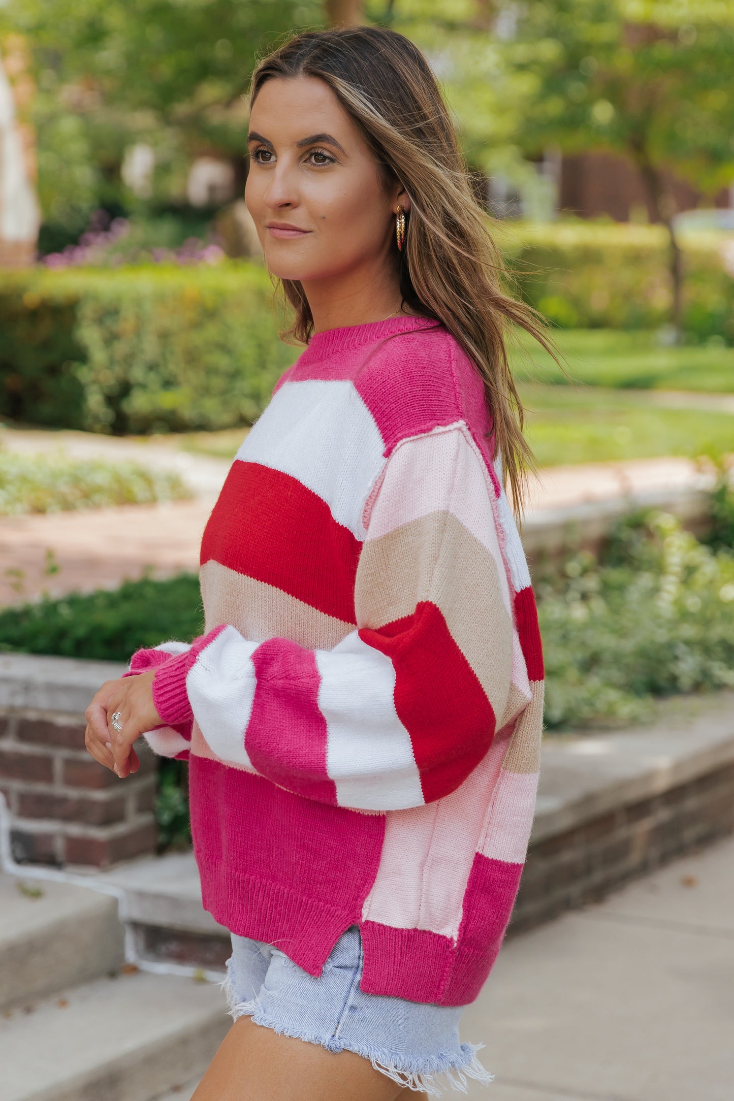 Mix Horizon Stripes Dolman Sleeve Sweater