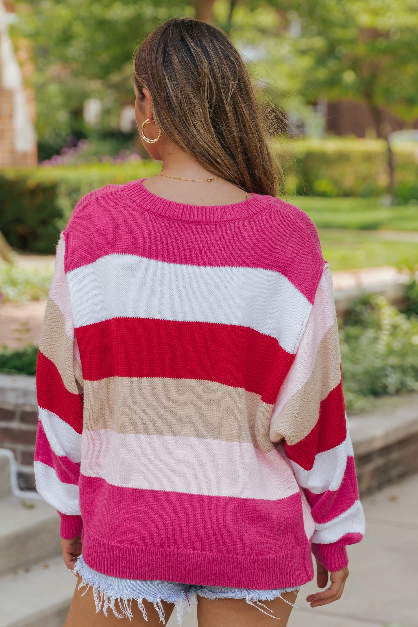 Mix Horizon Stripes Dolman Sleeve Sweater