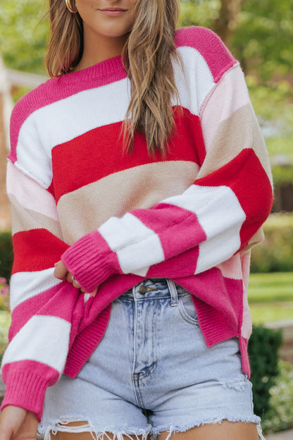 Mix Horizon Stripes Dolman Sleeve Sweater