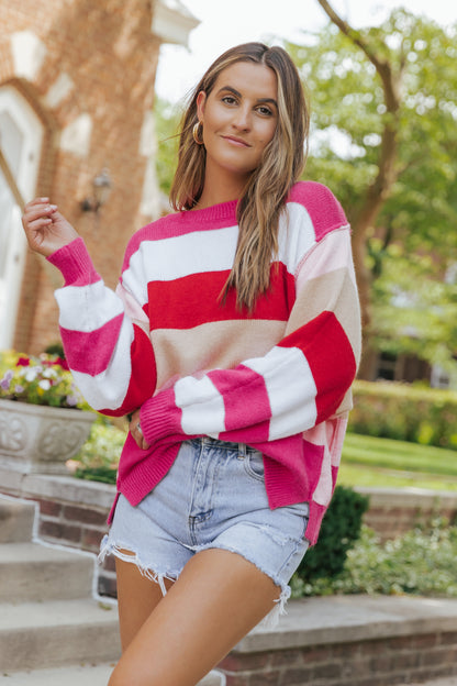 Mix Horizon Stripes Dolman Sleeve Sweater