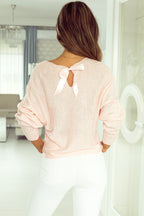 Pink Ribbon Bow Knot Dolman Sleeve Sweater