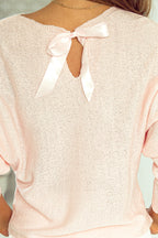 Pink Ribbon Bow Knot Dolman Sleeve Sweater