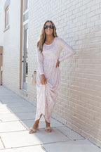 Leopard Animal Print Long Sleeve Empire Waist Maxi Dress
