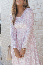 Leopard Animal Print Long Sleeve Empire Waist Maxi Dress