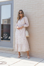 Leopard Surplice Neck Bubble Sleeve Maxi Dress with Sash