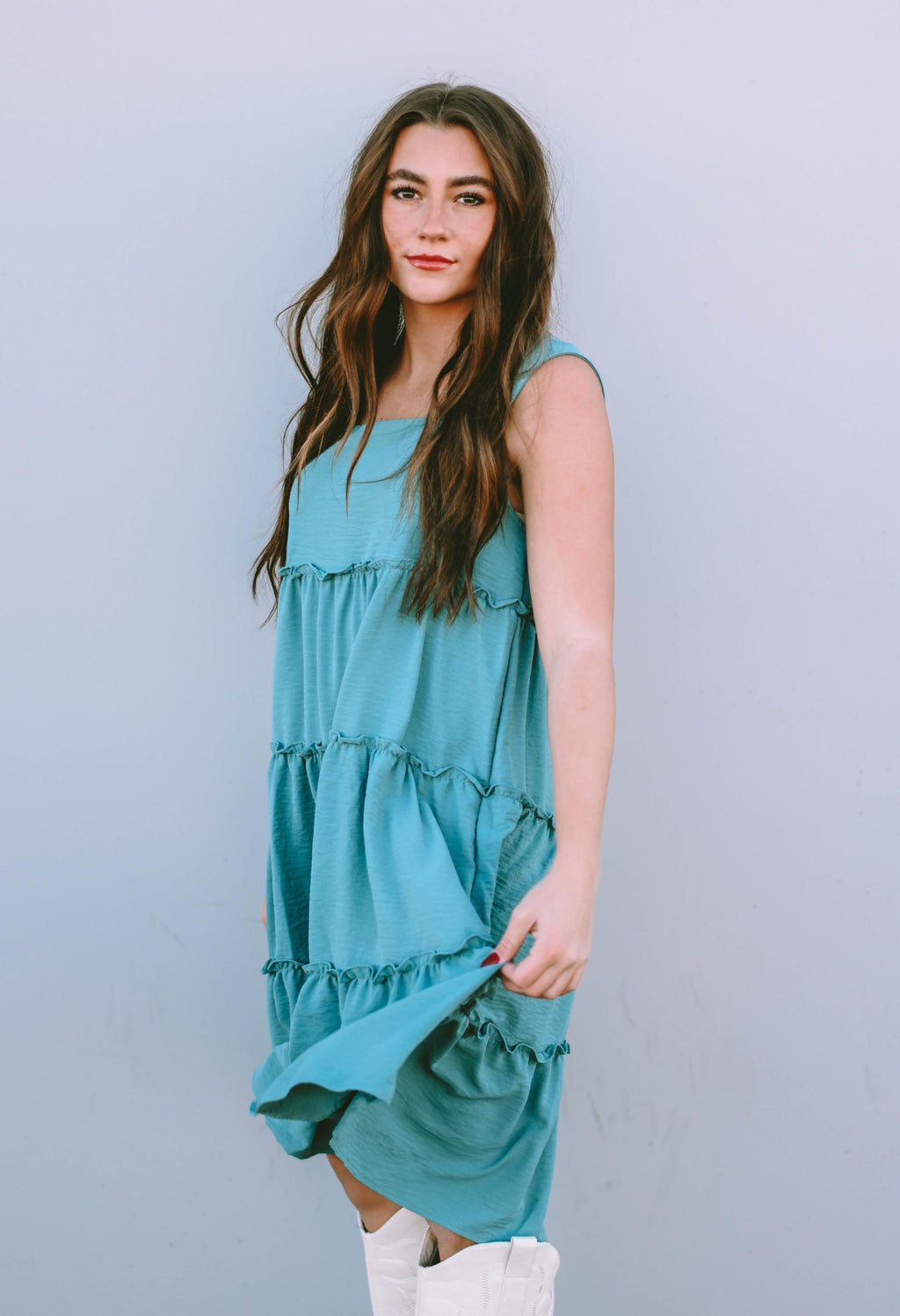 Skobeloff Frilled Tiered Sleeveless Flowy Dress