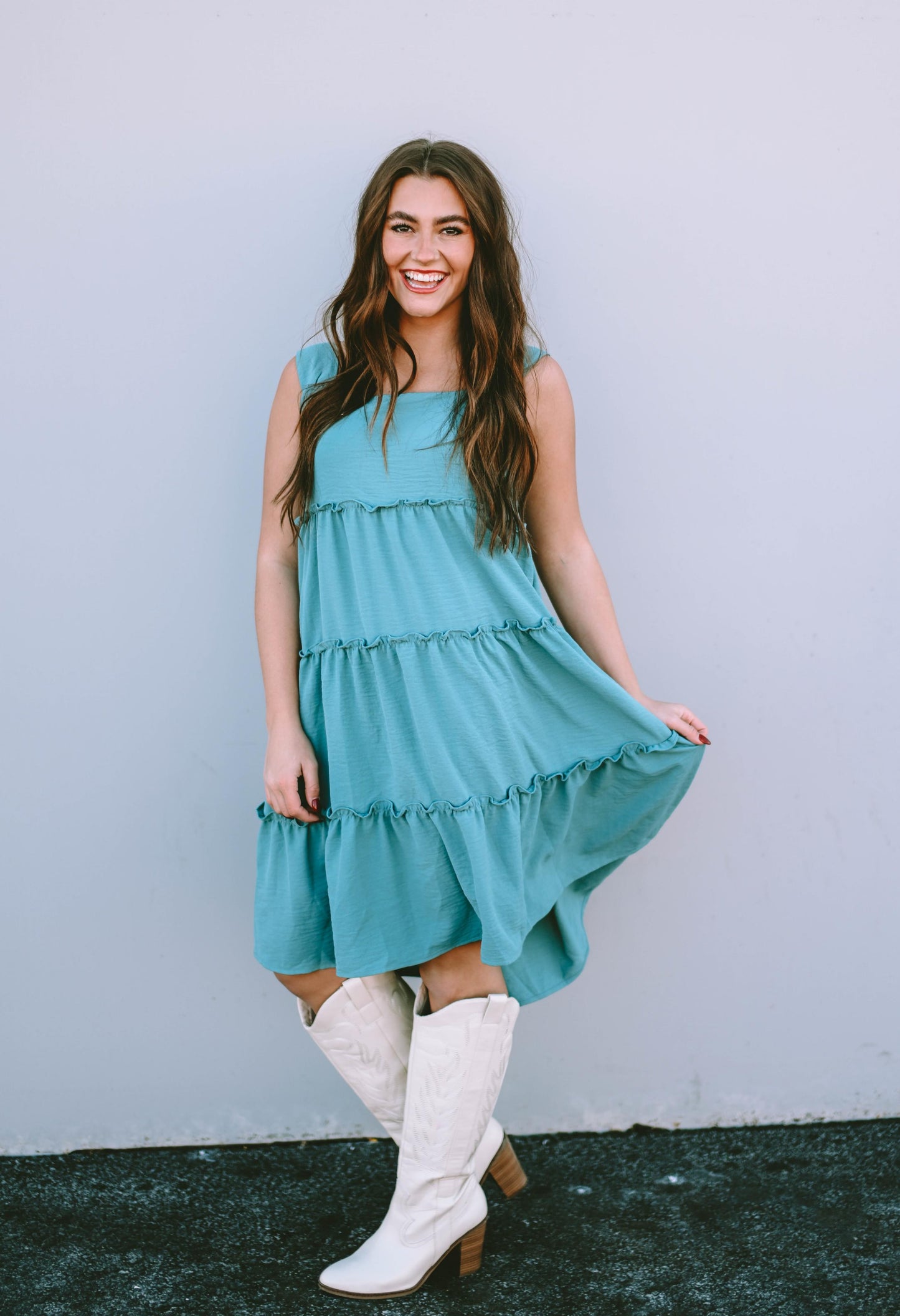 Skobeloff Frilled Tiered Sleeveless Flowy Dress