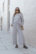 Gray Ultra Loose Textured 2pcs Slouchy Outfit