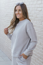 Gray Ultra Loose Textured 2pcs Slouchy Outfit