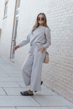 Gray Ultra Loose Textured 2pcs Slouchy Outfit