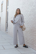 Gray Ultra Loose Textured 2pcs Slouchy Outfit