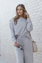 Gray Ultra Loose Textured 2pcs Slouchy Outfit