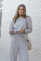 Gray Ultra Loose Textured 2pcs Slouchy Outfit