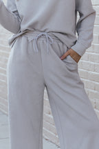 Gray Ultra Loose Textured 2pcs Slouchy Outfit