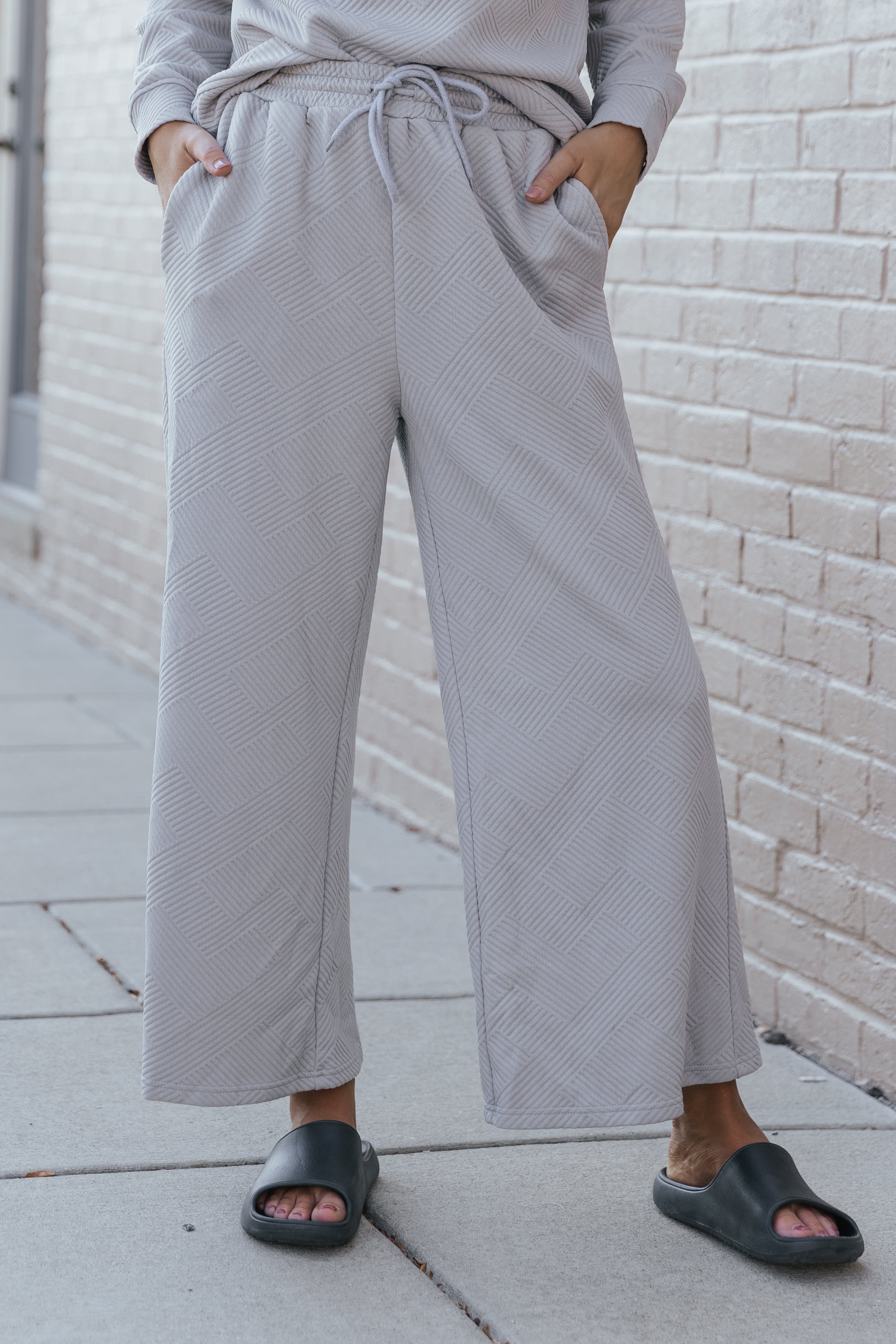 Gray Ultra Loose Textured 2pcs Slouchy Outfit