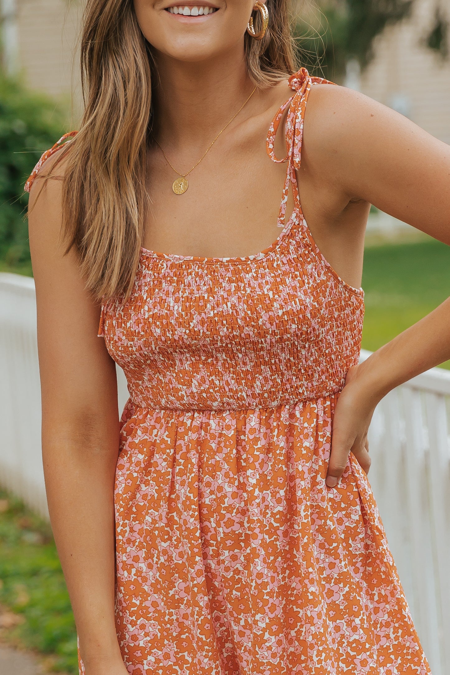 Boho Floral Print Shirred Thin Straps Romper