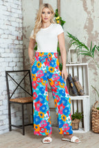 Brown Drawstring Elastic Waist Casual Wide Leg Pants