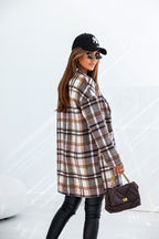 Pink Plaid Button Up Lapel Jacket