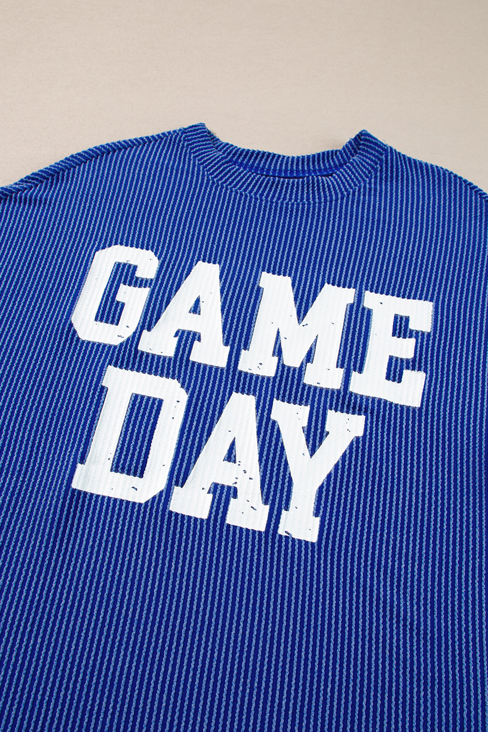 Dark Grey Corded GAME DAY Graphic Long Sleeve Crewneck Top