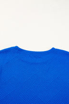 Dark Blue Plus Size Fashion Textured Short 2pcs Outfit