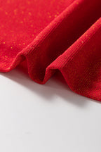 Black Metallic Bowknot Open Back V Neck Top