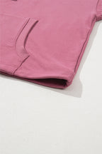 Parchment Solid Kangaroo Pocket Half Zipper Oversized Hoodie