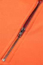 Parchment Solid Kangaroo Pocket Half Zipper Oversized Hoodie