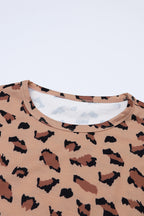 Leopard Animal Print Stitching Loose Long Sleeve Top