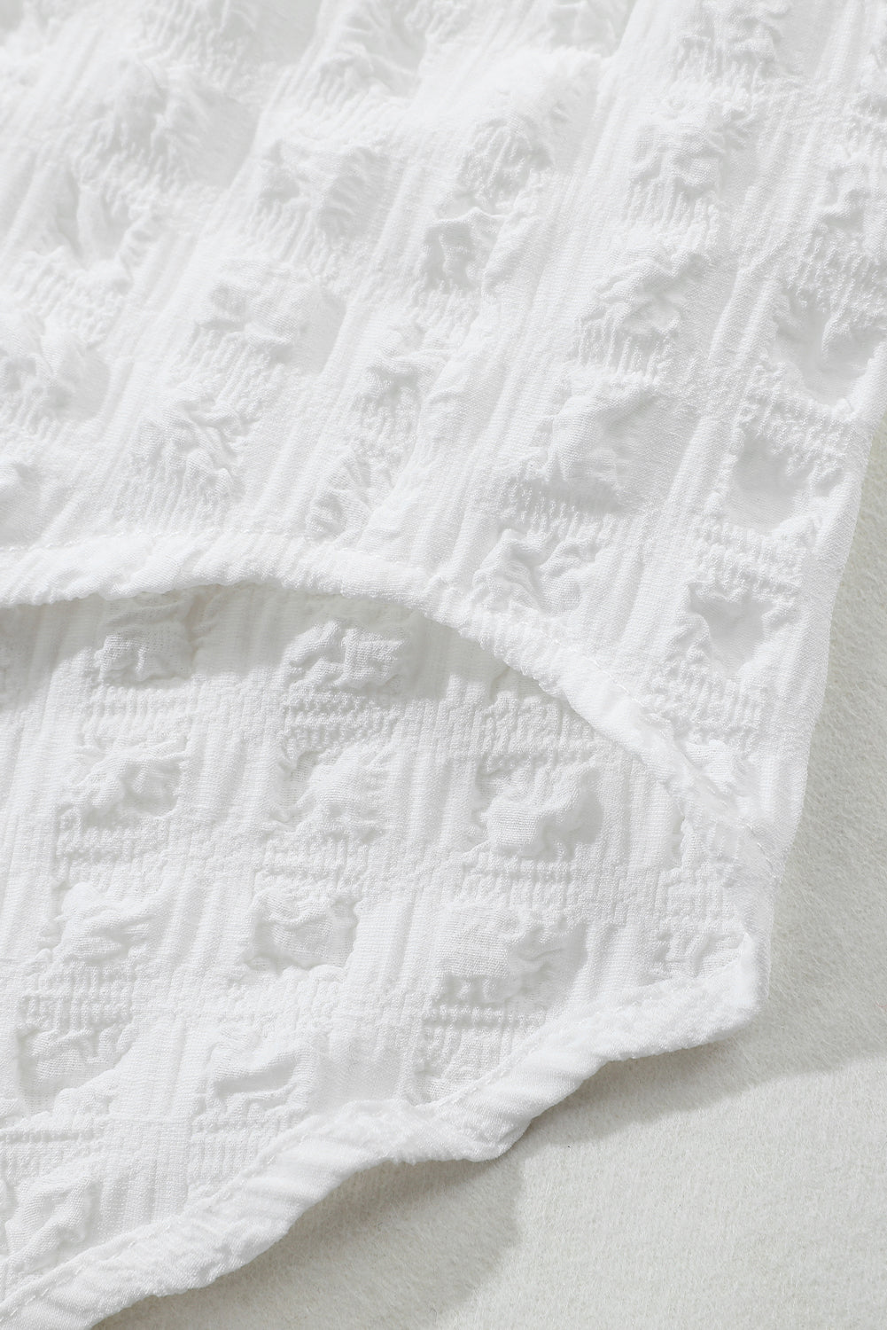 White Crinkled Plaid Textured Shirt