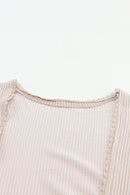 Apricot Lace Trim Ribbed Oversize Kimono