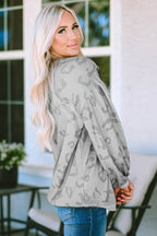 Leopard Animal Print Drop Shoulder Loose Sleeve Casual Top
