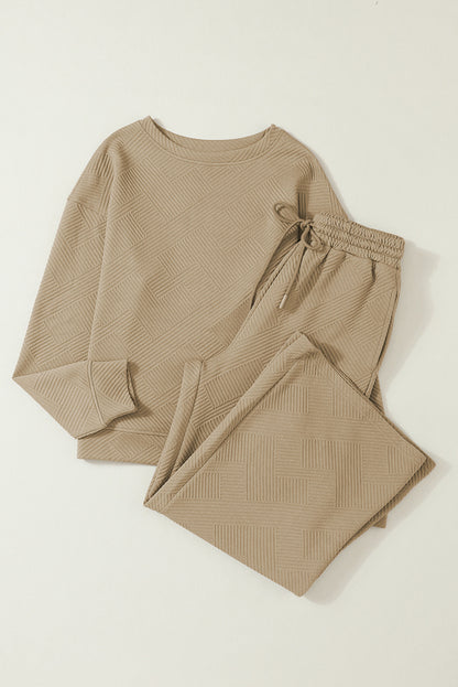 Gray Ultra Loose Textured 2pcs Slouchy Outfit