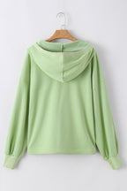 Parchment Solid Kangaroo Pocket Half Zipper Oversized Hoodie