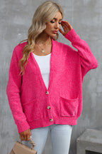 Gray Buttons Front Pocketed Sweater Cardigan