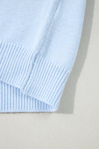 Peach Blossom Flower Detail Knitted Notched Neck Sweater