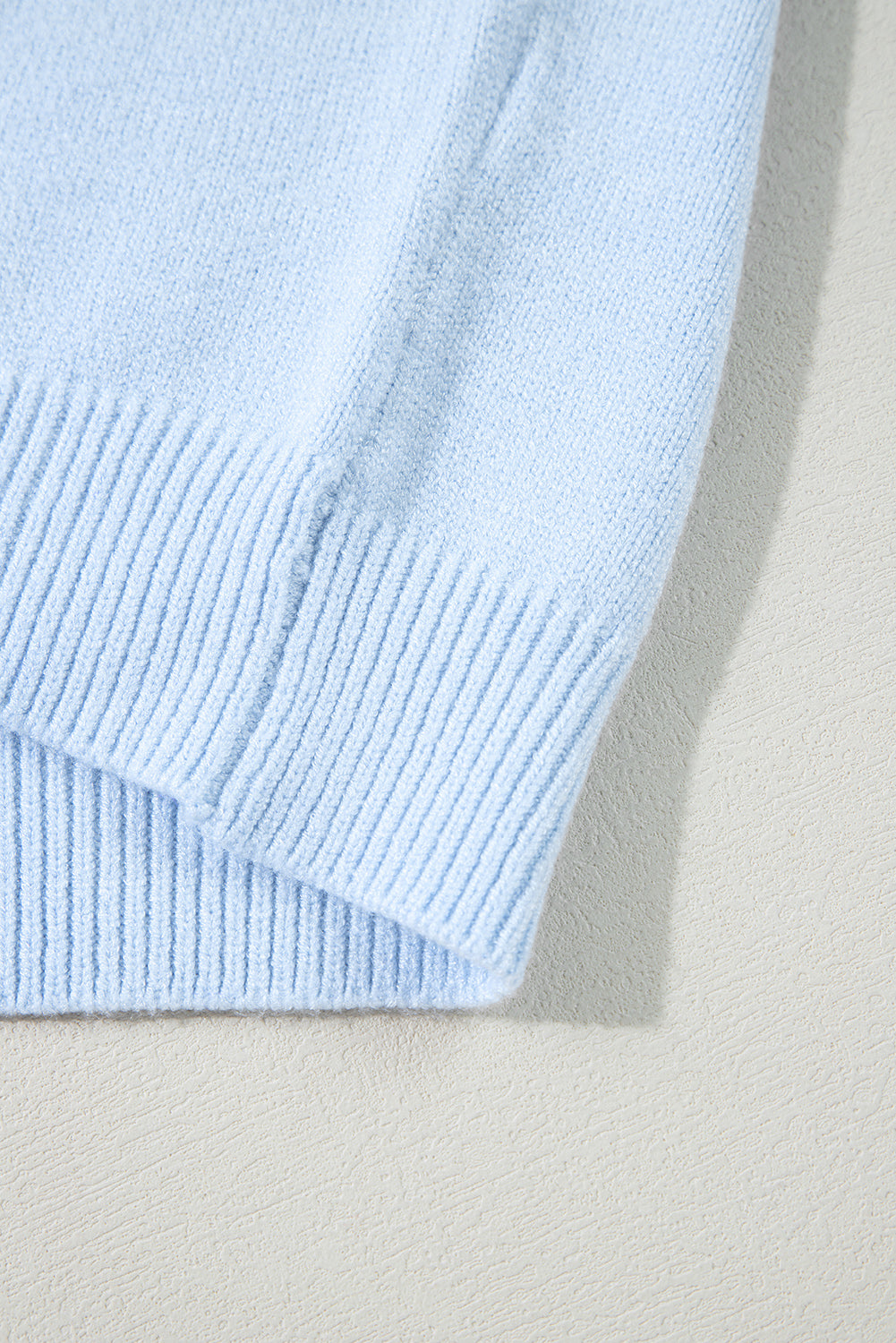 Peach Blossom Flower Detail Knitted Notched Neck Sweater