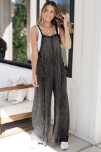 Beau Blue Light Wash Frayed Exposed Seam Wide Leg Denim Overall