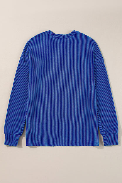 Dark Grey Corded GAME DAY Graphic Long Sleeve Crewneck Top