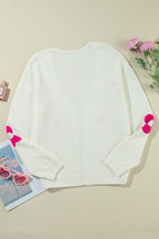 Rose Red Flower Pattern Open Front Cardigan