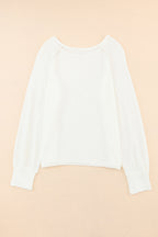 White Long Sleeve Cutout Shoulder Relaxed Sweater