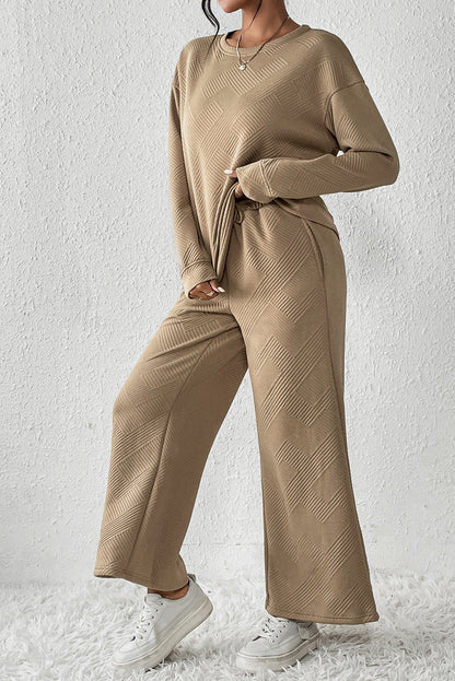 Gray Ultra Loose Textured 2pcs Slouchy Outfit