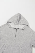Parchment Solid Kangaroo Pocket Half Zipper Oversized Hoodie