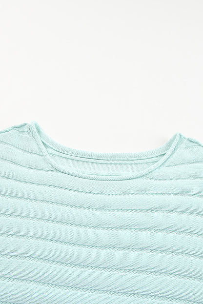 Apricot Exposed Seam Ribbed Knit Dolman Sweater