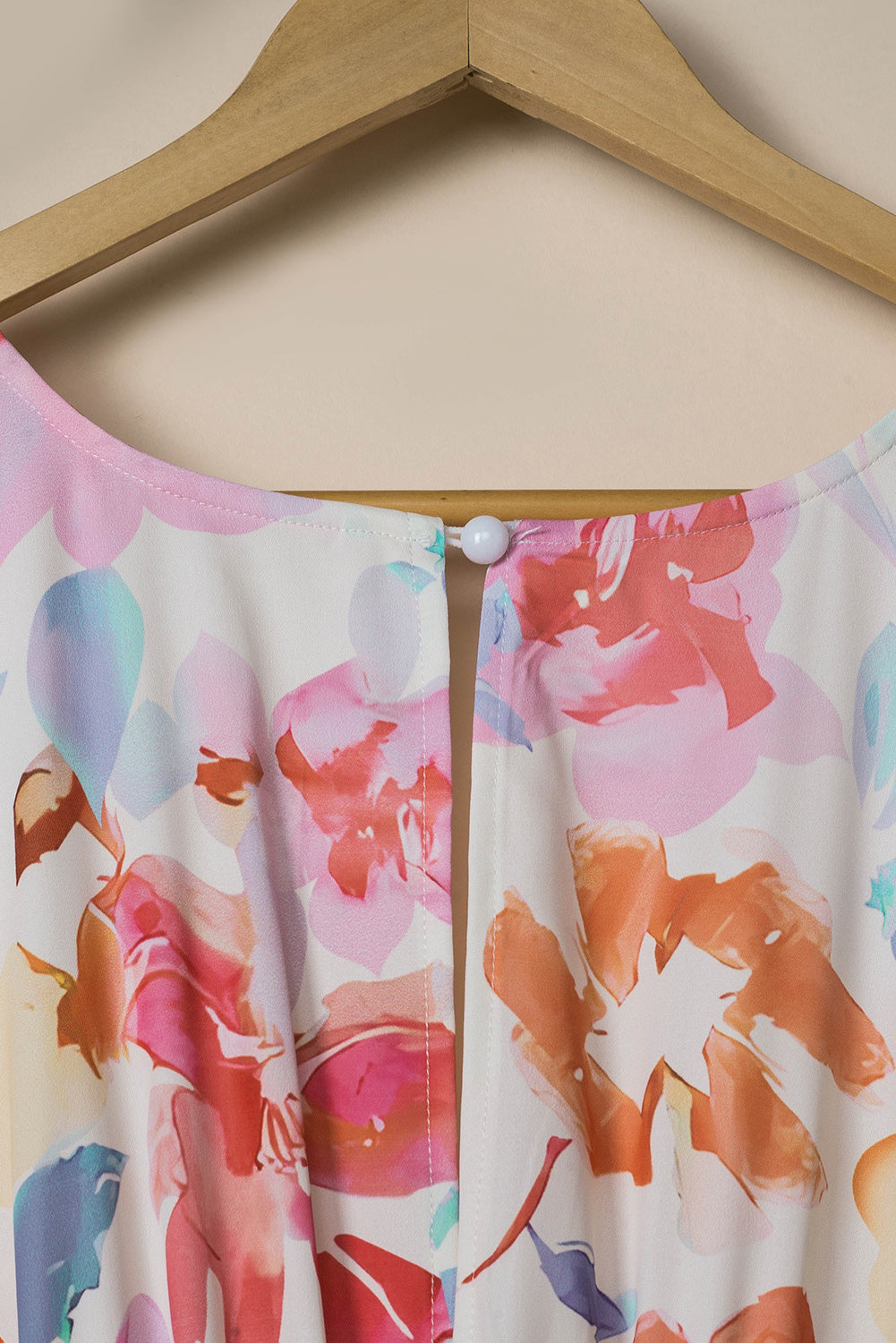Multicolor Tropical Floral Print Ruched V Neck Maxi Dress