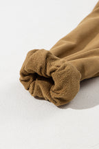 Parchment Solid Kangaroo Pocket Half Zipper Oversized Hoodie