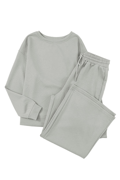 Gray Ultra Loose Textured 2pcs Slouchy Outfit