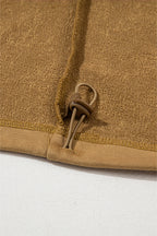 Parchment Solid Kangaroo Pocket Half Zipper Oversized Hoodie